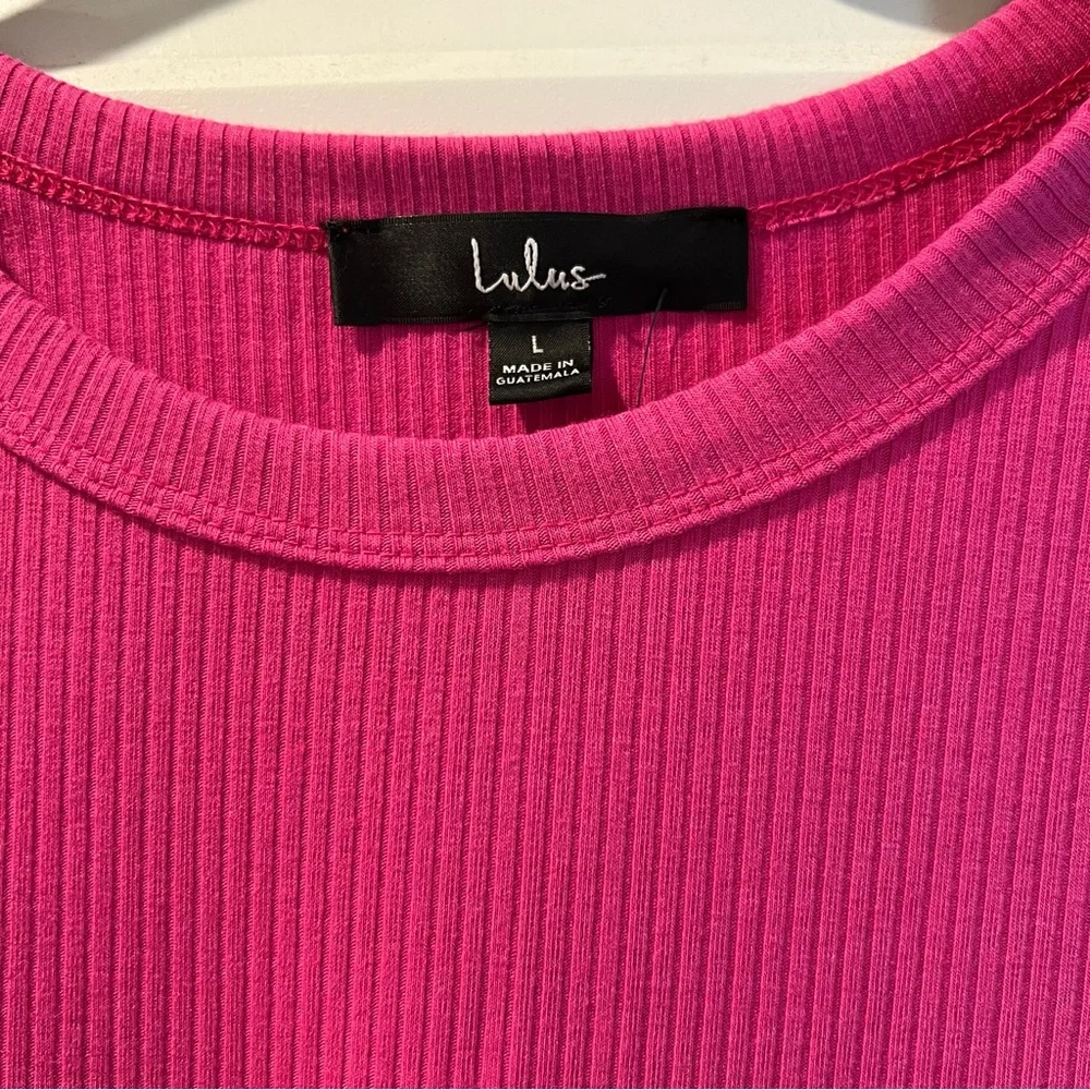 LULUS Magenta Drawstring Ruched Cutout Long sleeve Top